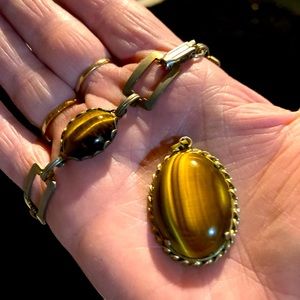 Vintage tiger eye Bracelet and pendant